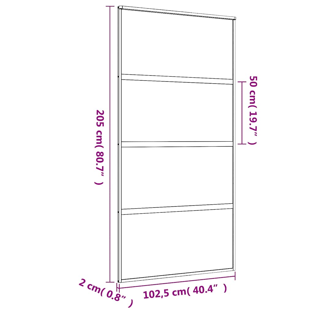 Sliding door, gold, 102.5x205cm, ESG glass/aluminium