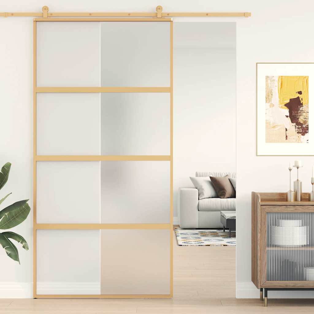 Sliding door, gold, 102.5x205cm, ESG glass/aluminium