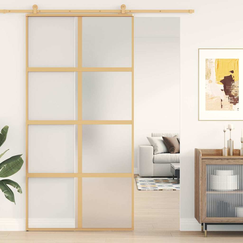 Stumdomos durys, auksinės, 102,5x205cm, ESG stiklas/aliuminis