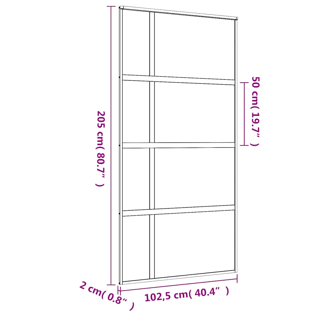 Sliding door, gold, 102.5x205cm, ESG glass/aluminium