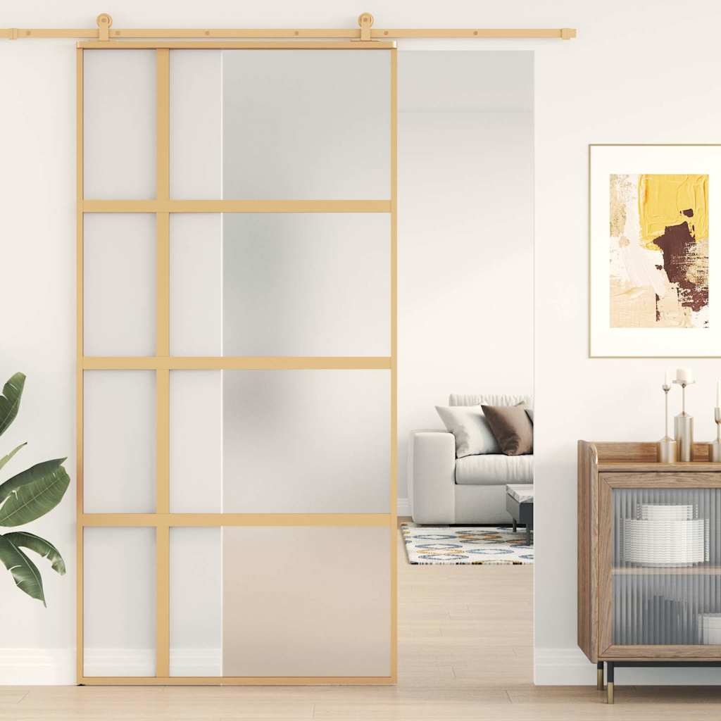Sliding door, gold, 102.5x205cm, ESG glass/aluminium