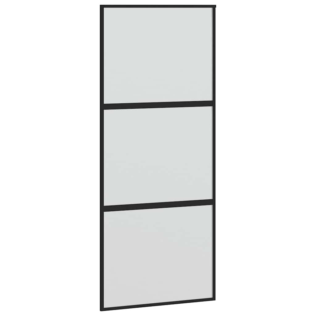 Stumdomos durys, juodos, 90x205cm, grūdintas stiklas/aliuminis