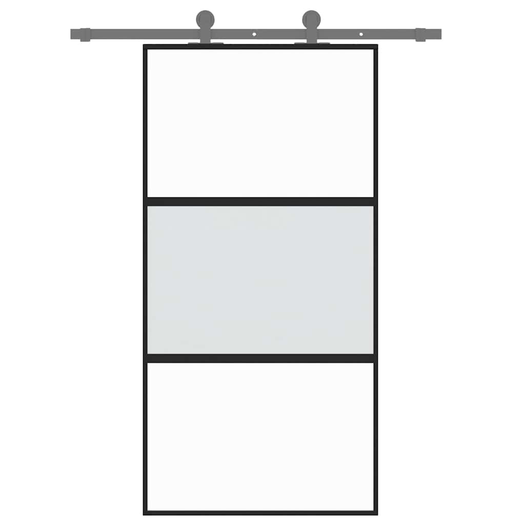 Stumdomos durys, juodos, 102,5x205cm, stiklas ir aliuminis