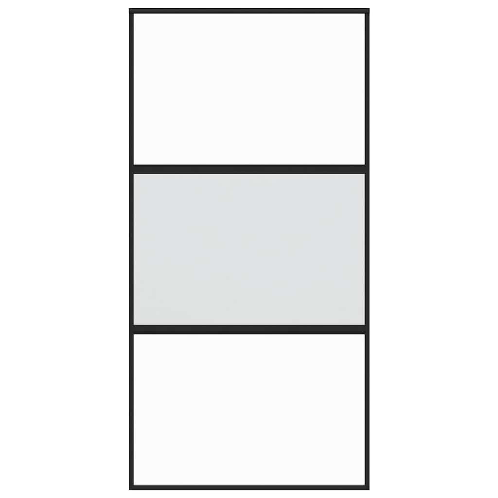 Stumdomos durys, juodos, 102,5x205cm, stiklas ir aliuminis