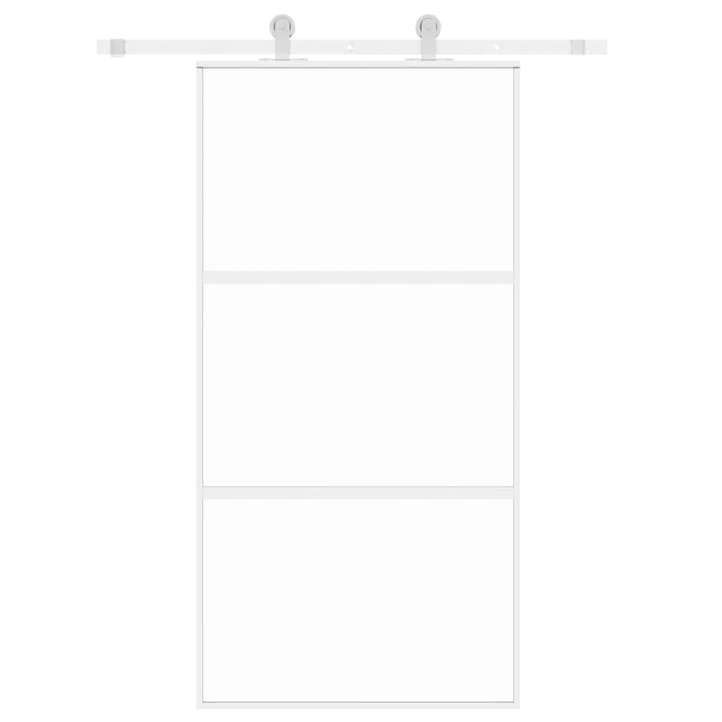 Stumdomos durys, baltos, 102,5x205cm, stiklas ir aliuminis