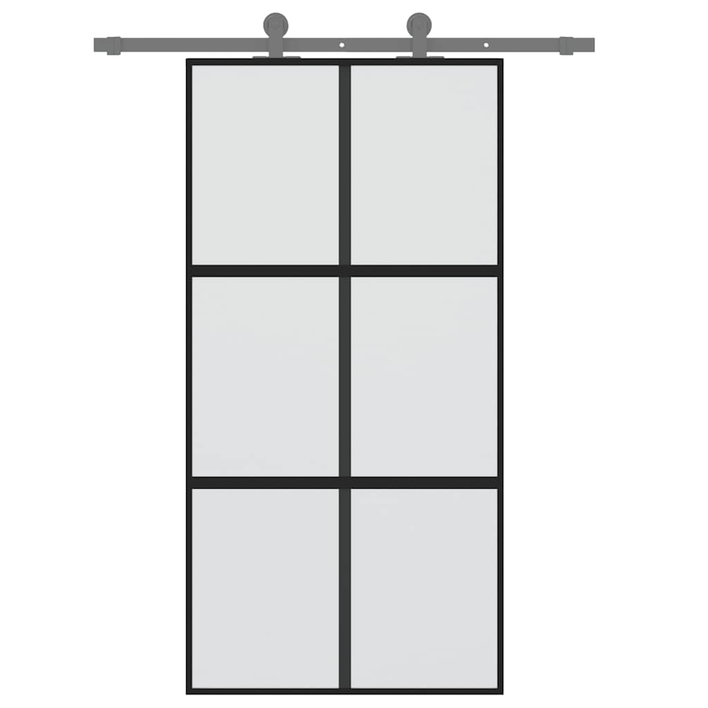Stumdomos durys, juodos, 102,5x205cm, stiklas ir aliuminis