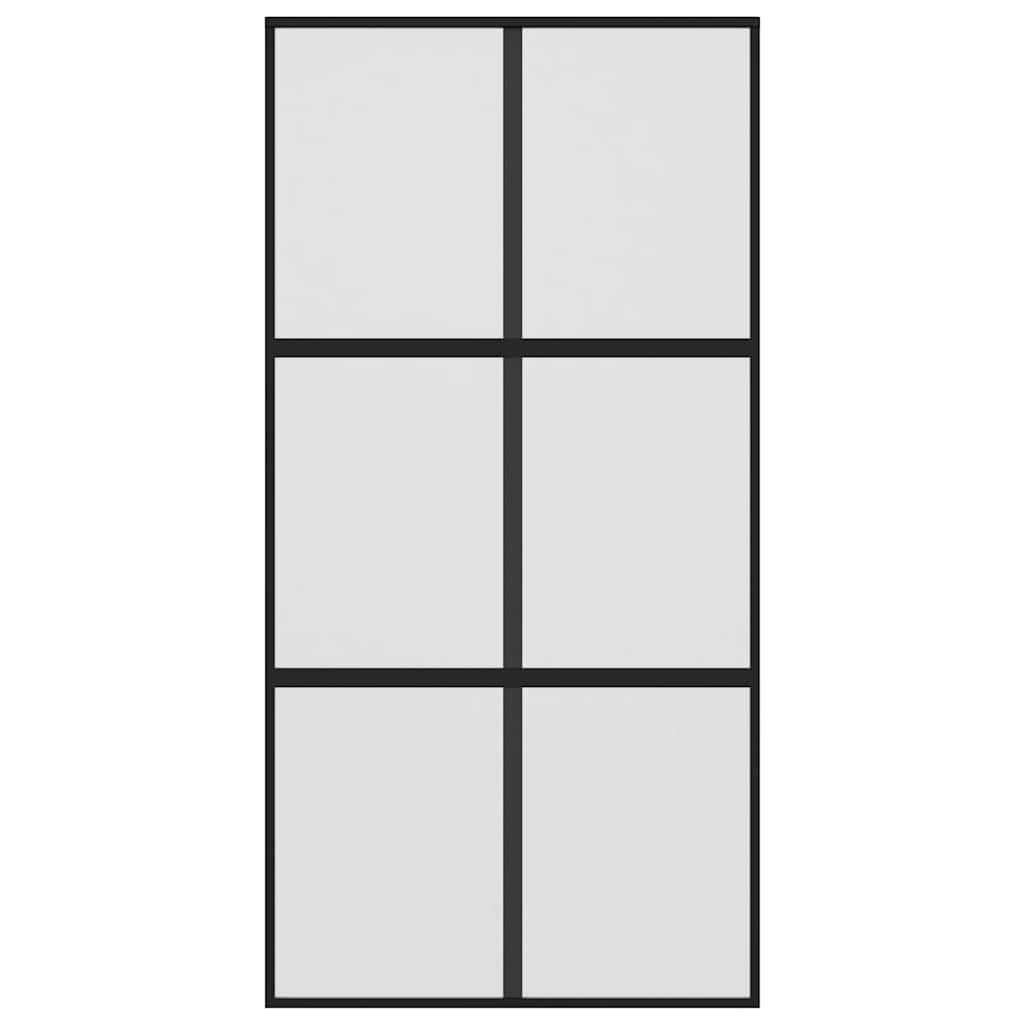 Stumdomos durys, juodos, 102,5x205cm, stiklas ir aliuminis