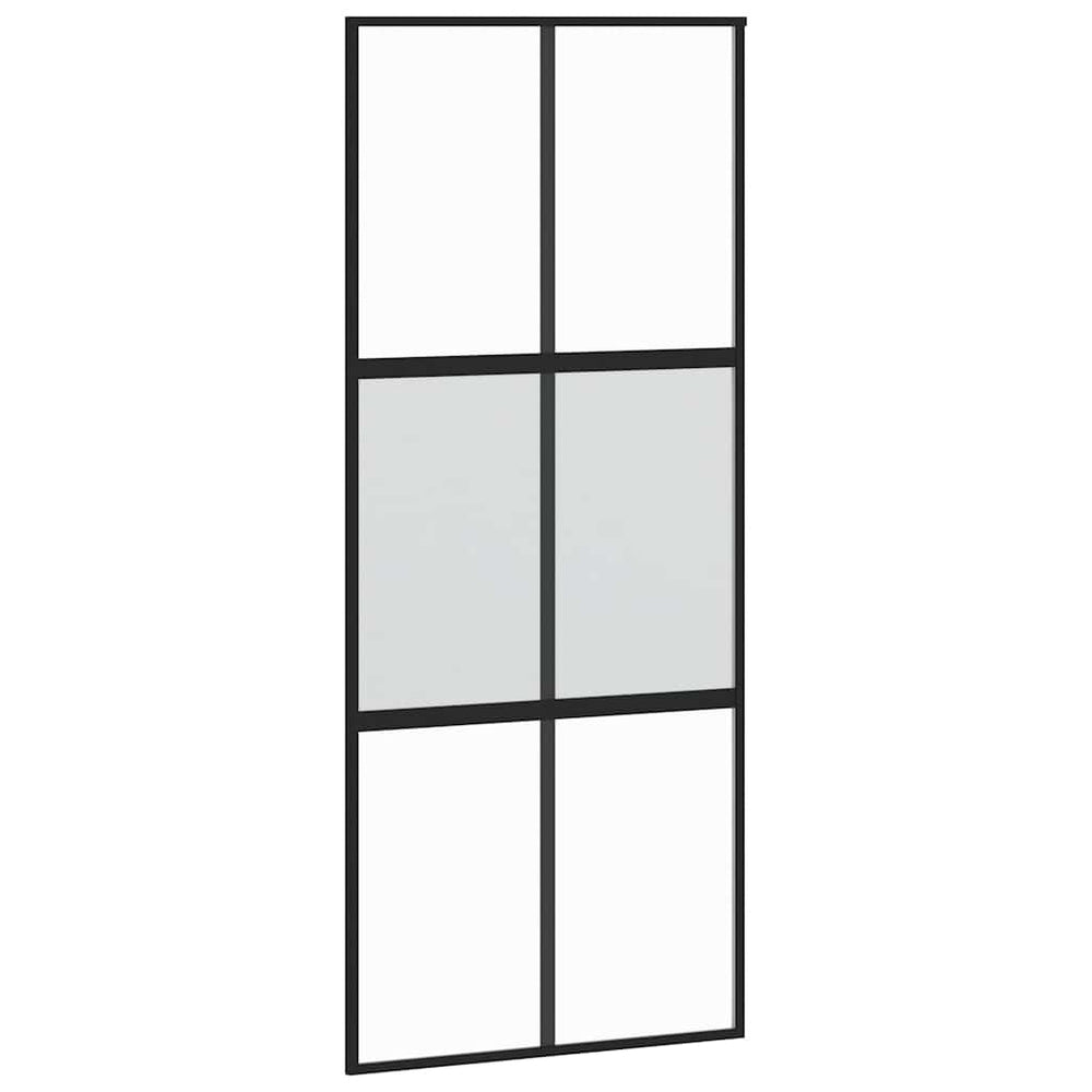 Stumdomos durys, juodos, 90x205cm, grūdintas stiklas/aliuminis