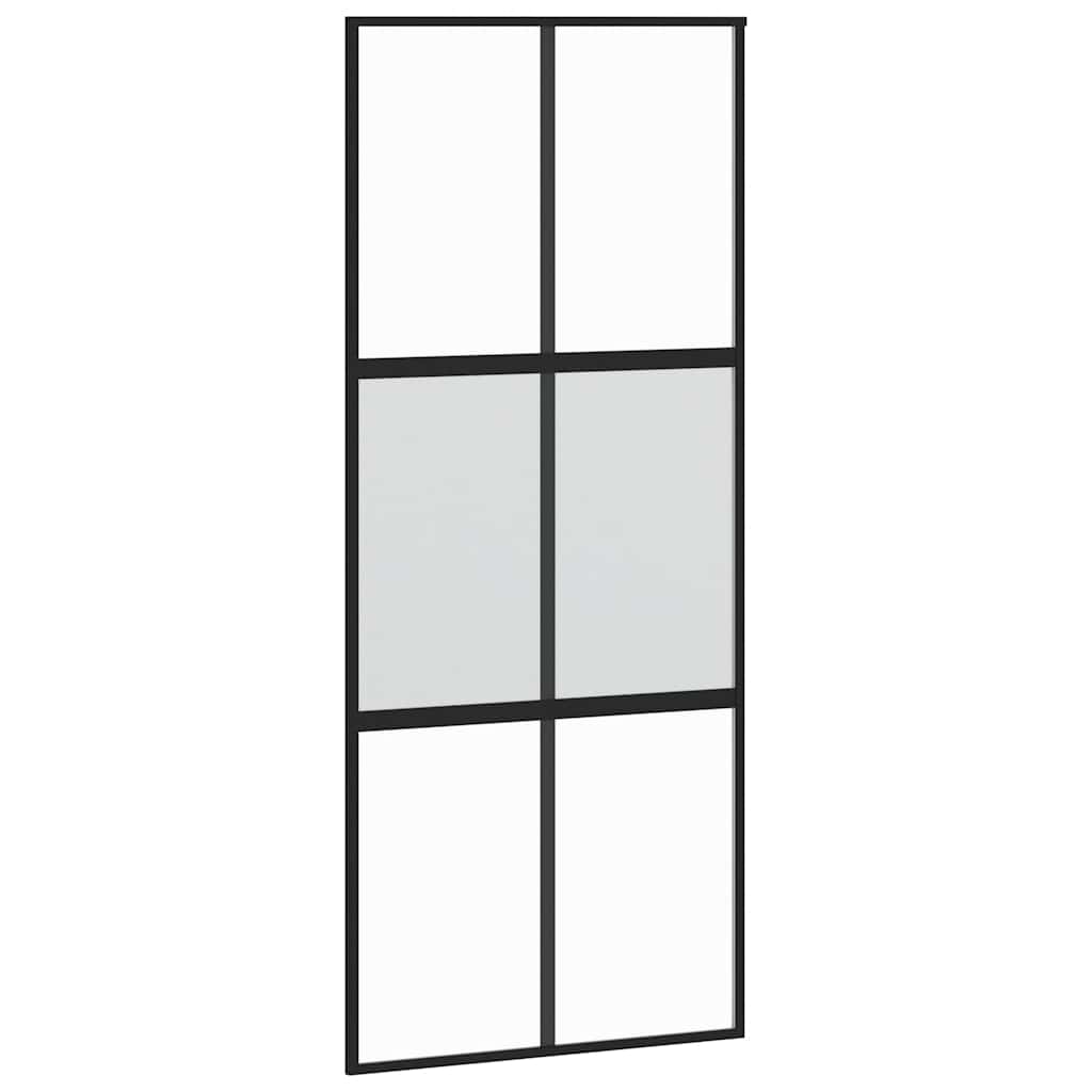 Stumdomos durys, juodos, 90x205cm, grūdintas stiklas/aliuminis