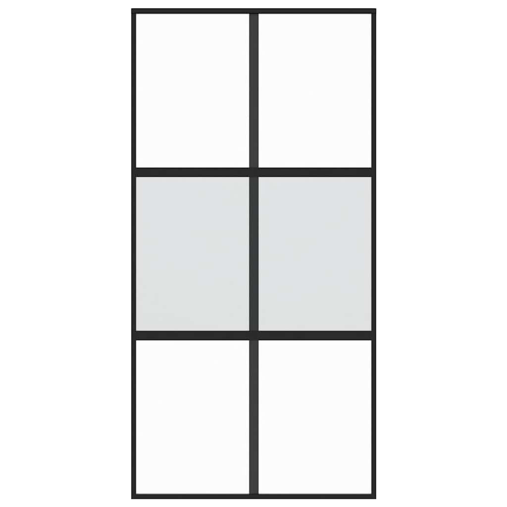 Stumdomos durys, juodos, 102,5x205cm, stiklas ir aliuminis