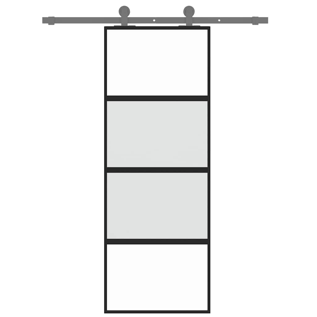 Sliding door, black, 76x205cm, tempered glass/aluminium