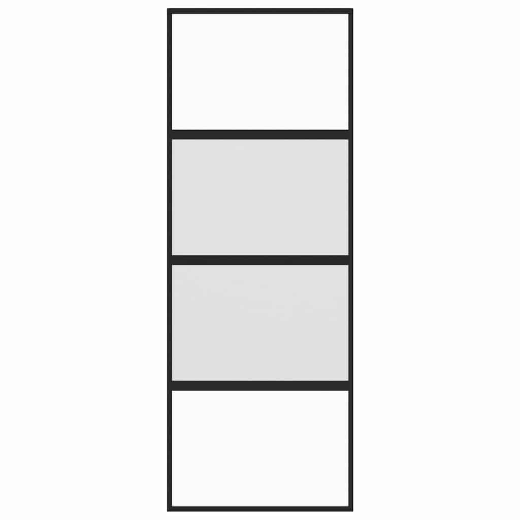 Sliding door, black, 76x205cm, tempered glass/aluminium