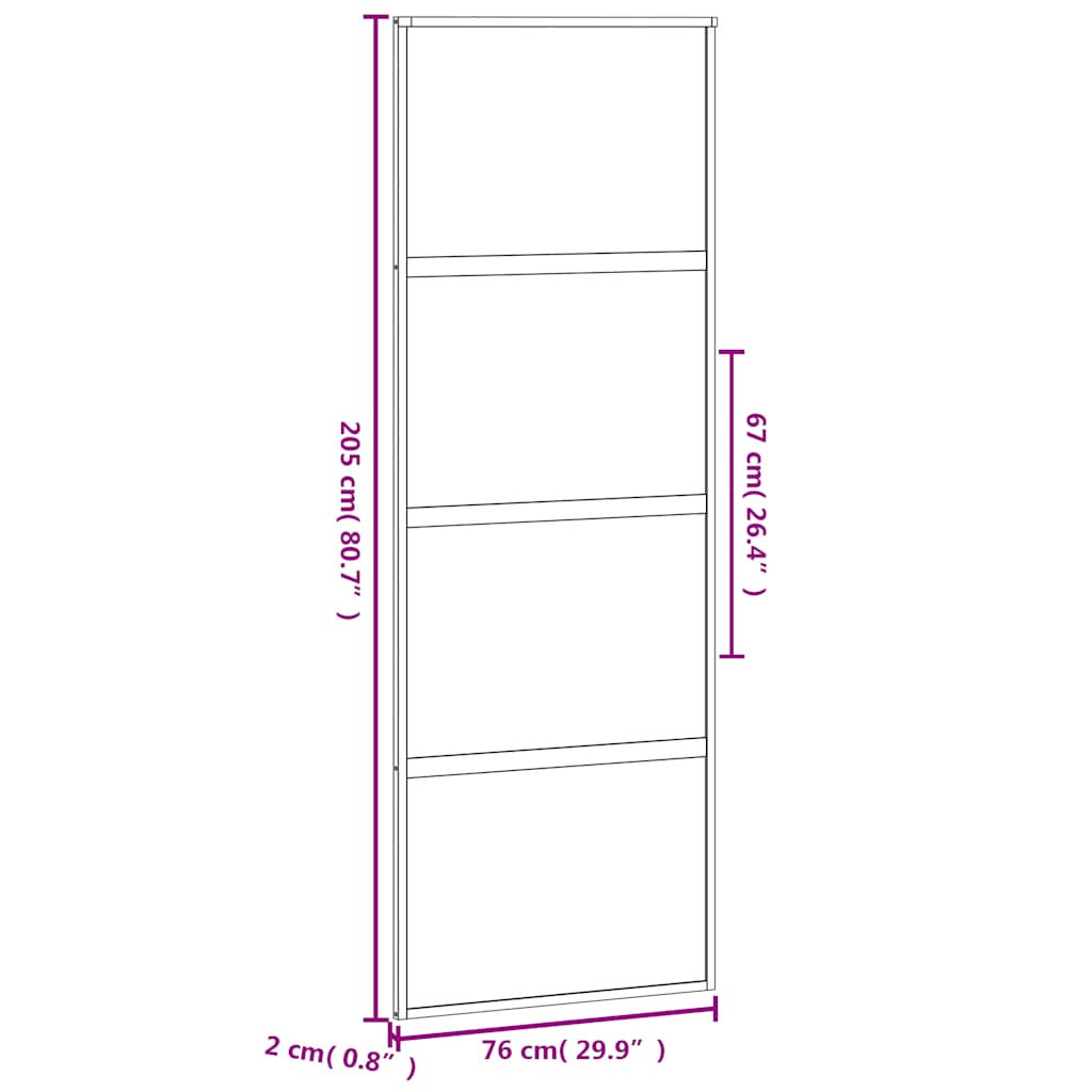 Sliding door, black, 76x205cm, tempered glass/aluminium