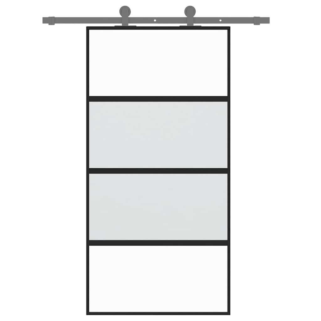 Stumdomos durys, juodos, 102,5x205cm, stiklas ir aliuminis