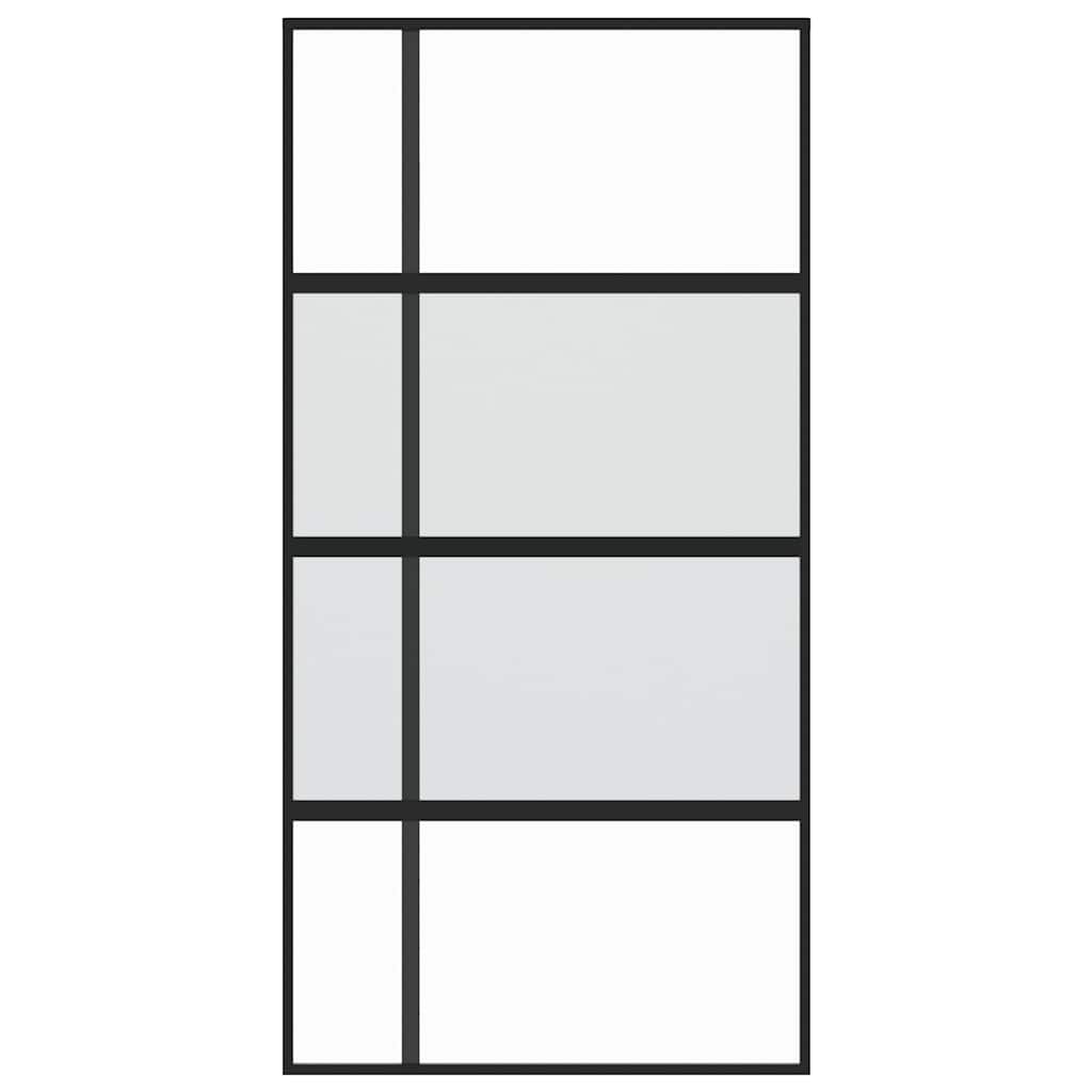 Stumdomos durys, juodos, 102,5x205cm, stiklas ir aliuminis