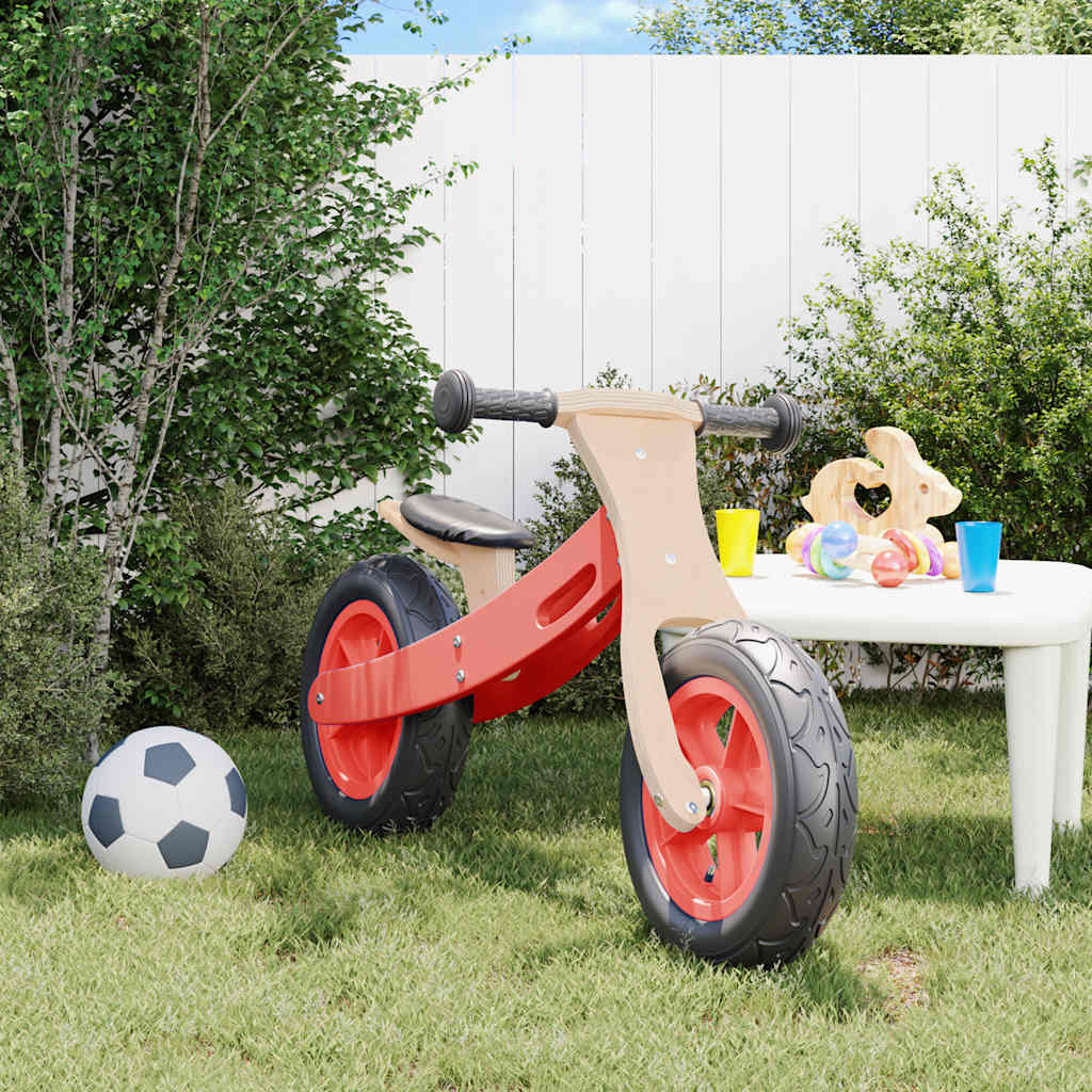 Balance bike with pneumatic tires, red