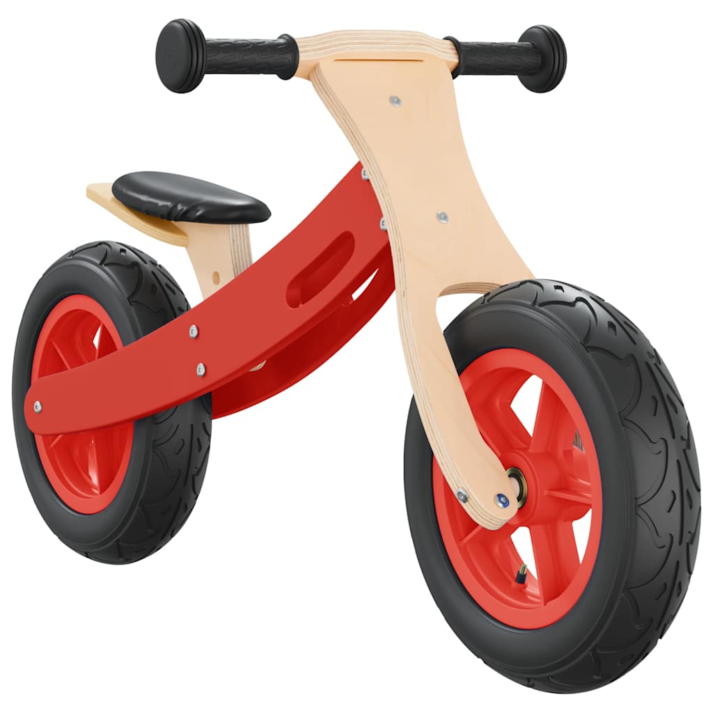 Balance bike with pneumatic tires, red
