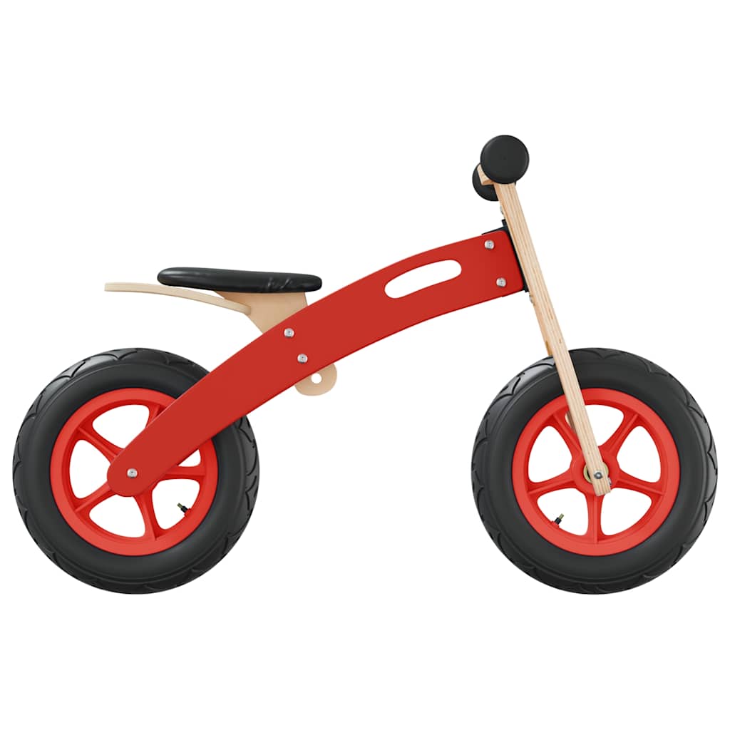 Balance bike with pneumatic tires, red