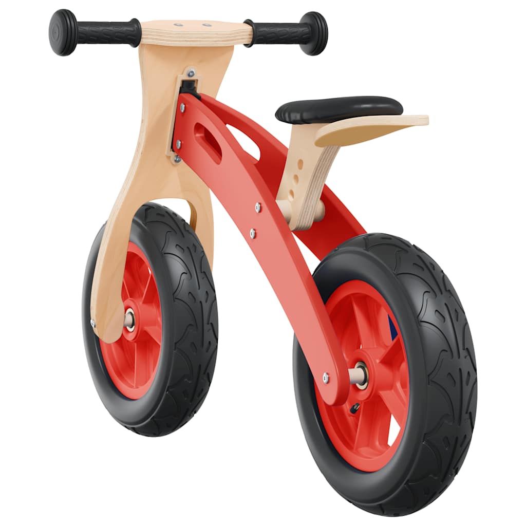 Balance bike with pneumatic tires, red