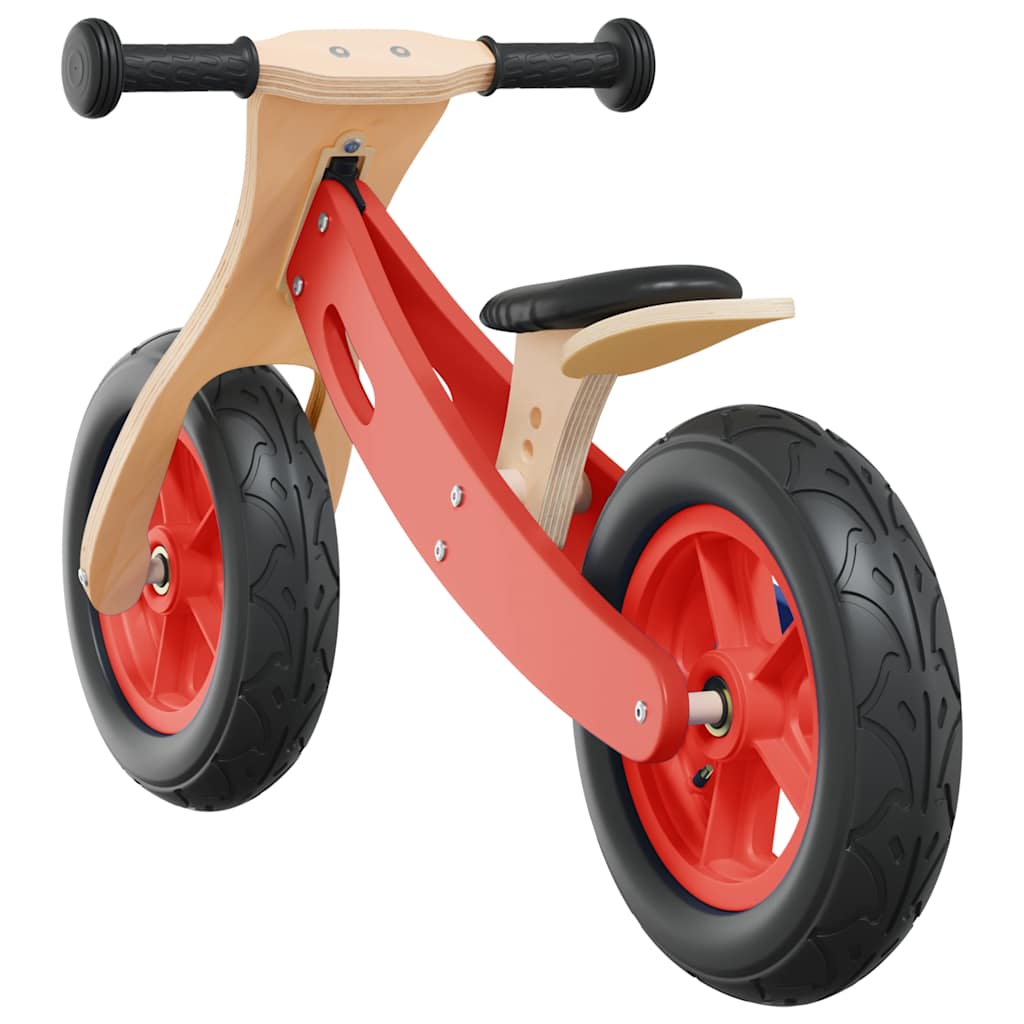 Balance bike with pneumatic tires, red