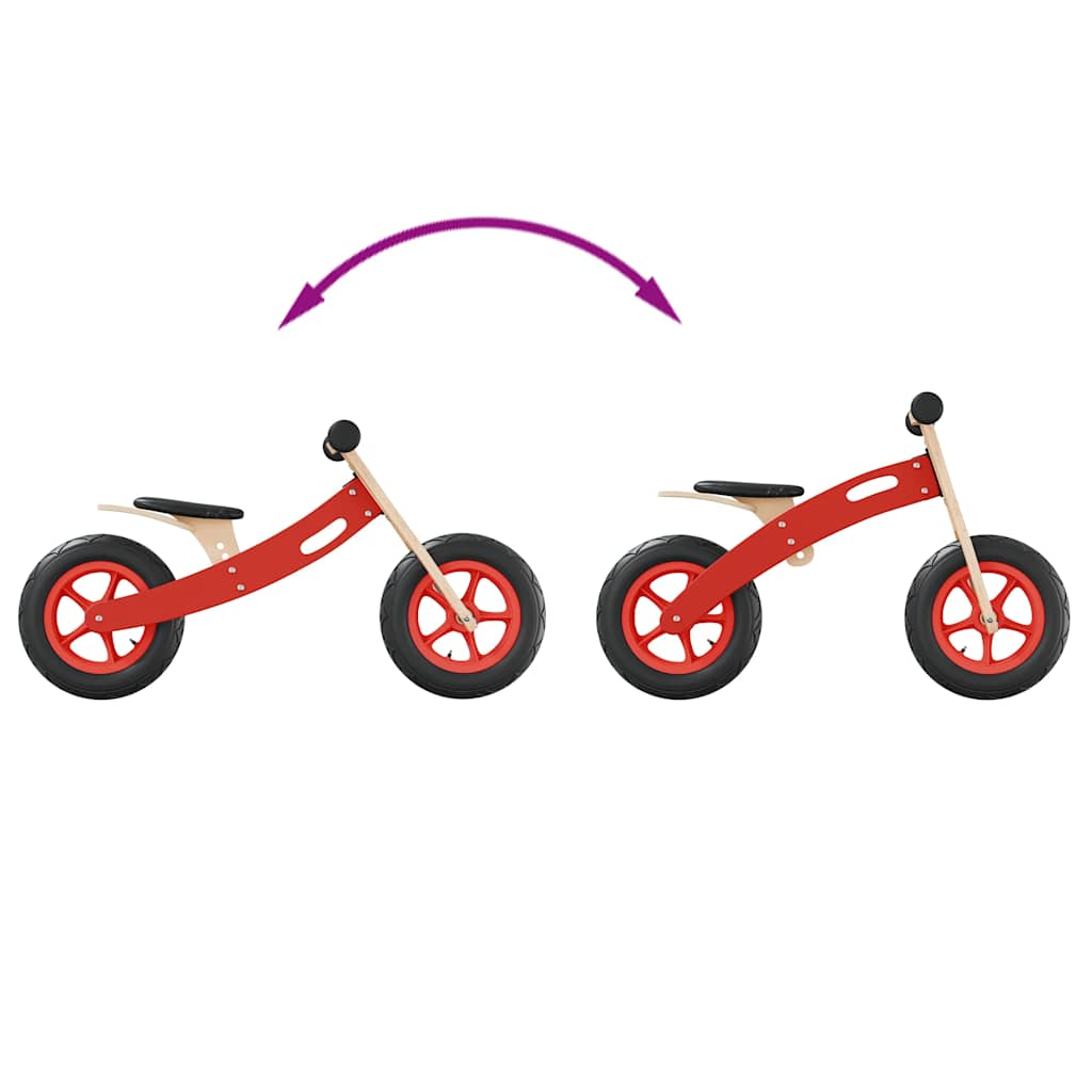 Balance bike with pneumatic tires, red