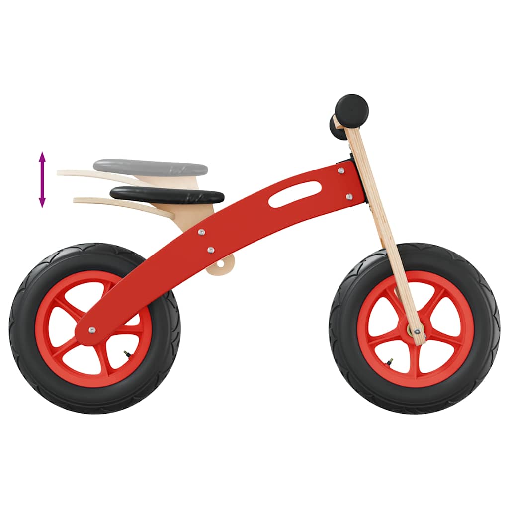 Balance bike with pneumatic tires, red