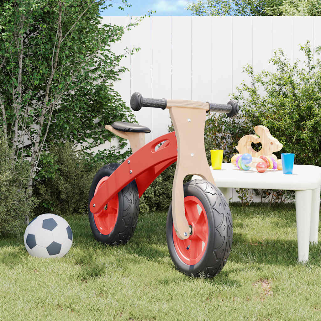 Balance bike with pneumatic tires, red