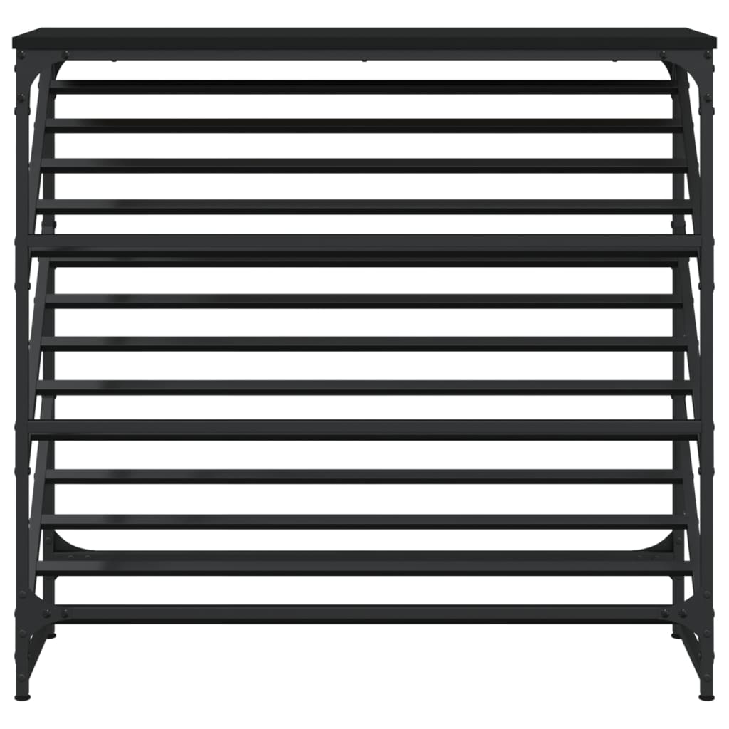 Shoe rack, black, 90x30x85cm, engineered wood
