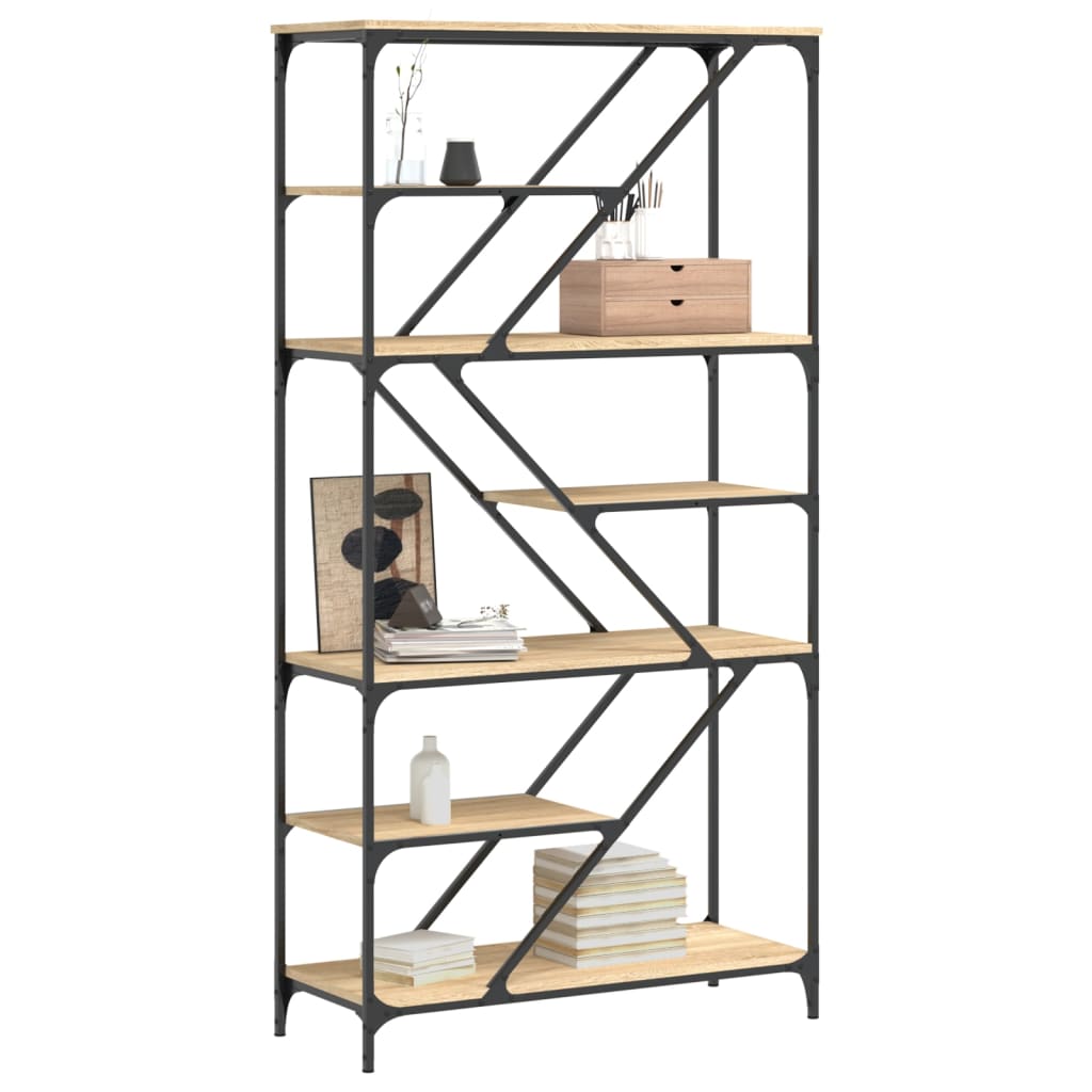 Bookshelf, oak, 91x36x176cm, treated wood and steel