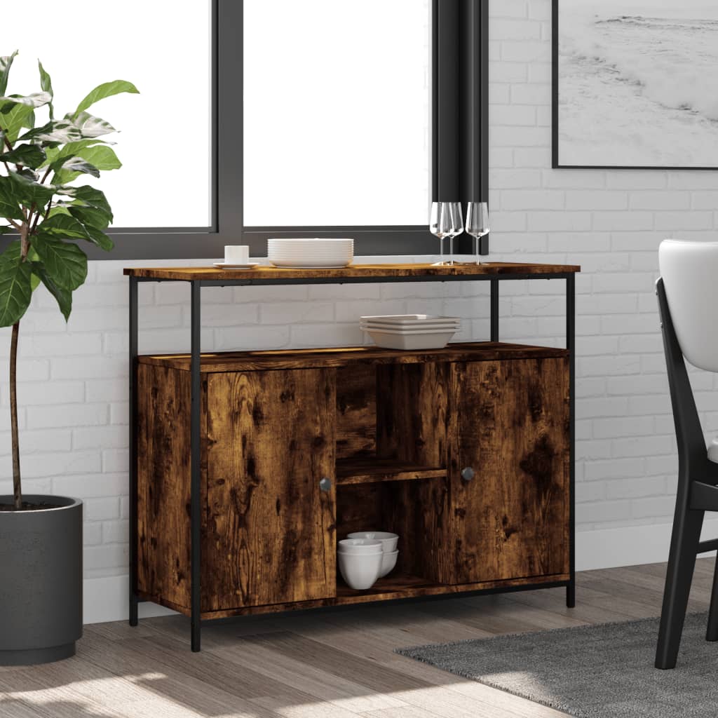 Sideboard, smoked oak, 100x35x80cm, engineered wood