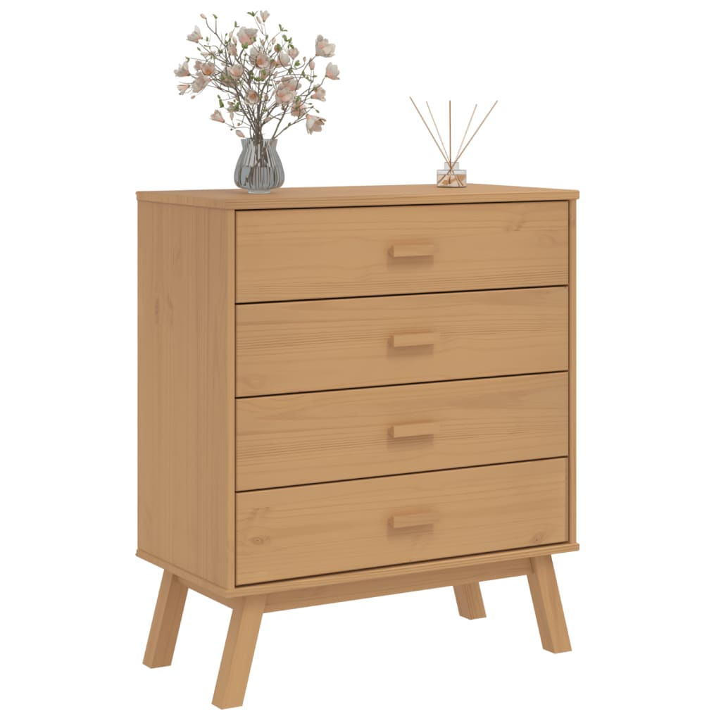 Chest of drawers OLDEN, brown, solid pine