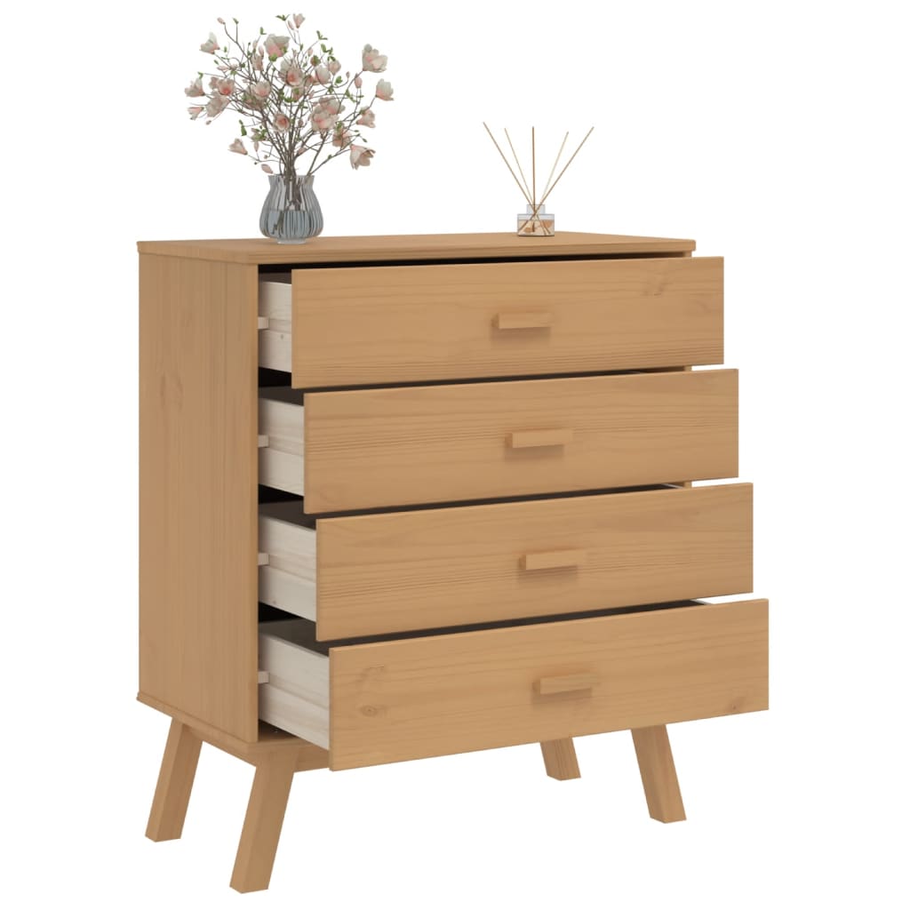 Chest of drawers OLDEN, brown, solid pine