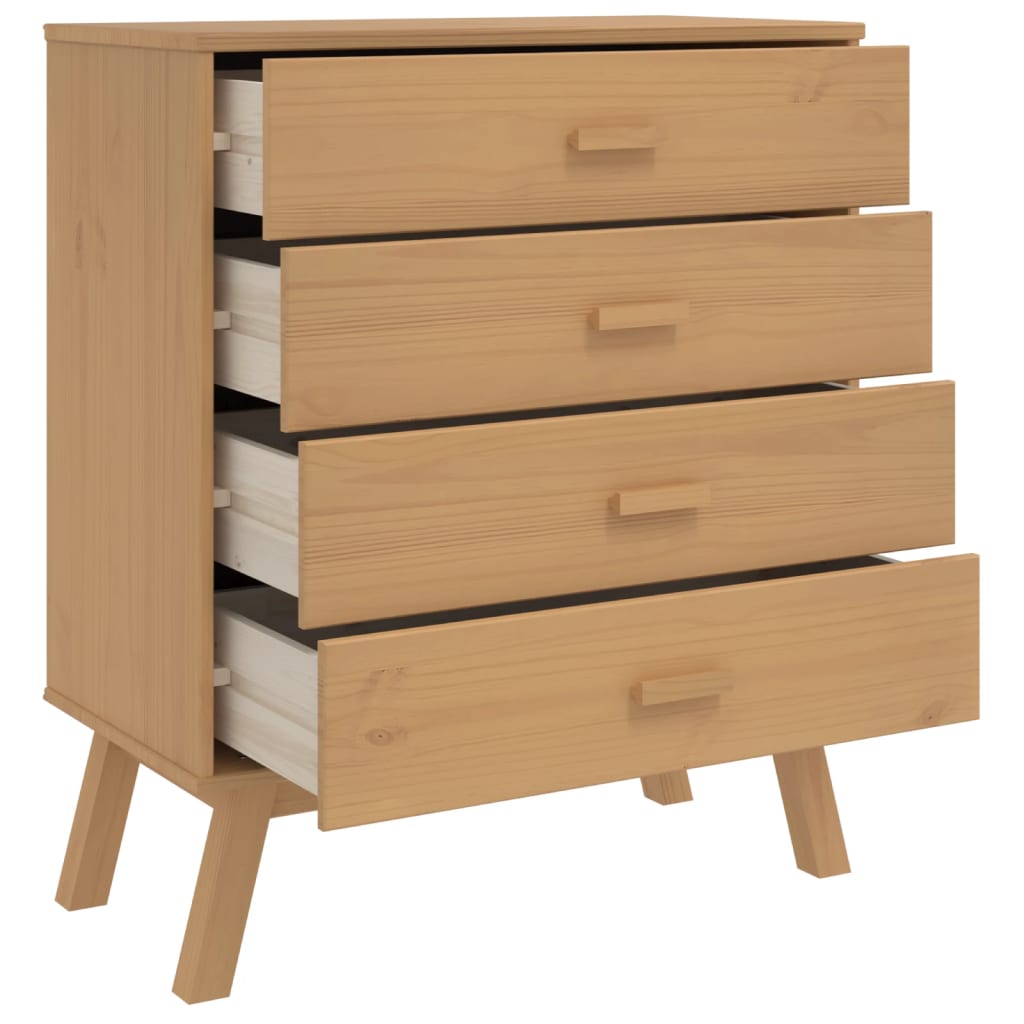 Chest of drawers OLDEN, brown, solid pine
