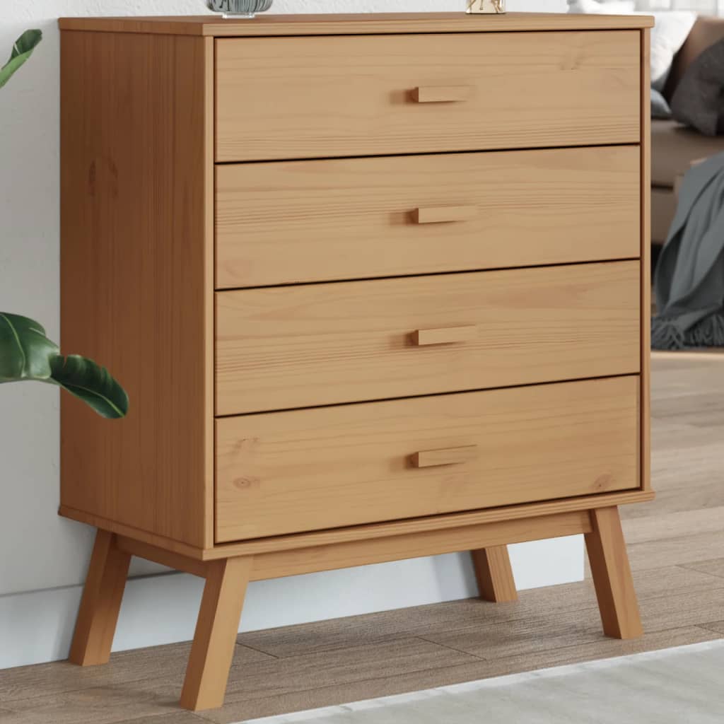 Chest of drawers OLDEN, brown, solid pine
