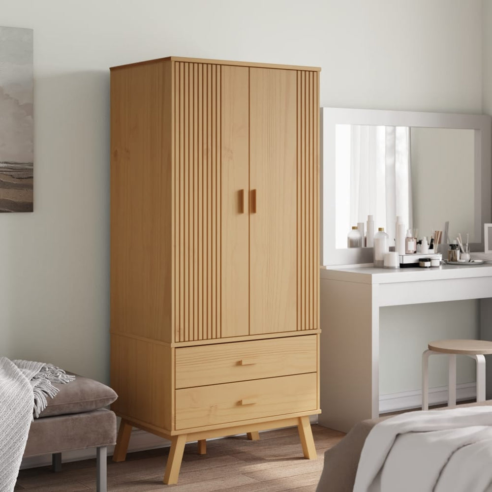 Wardrobe OLDEN, brown, 76.5x53x172cm, solid pine