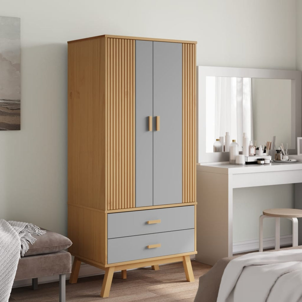 Wardrobe OLDEN, grey/brown, 76.5x53x172cm, pine