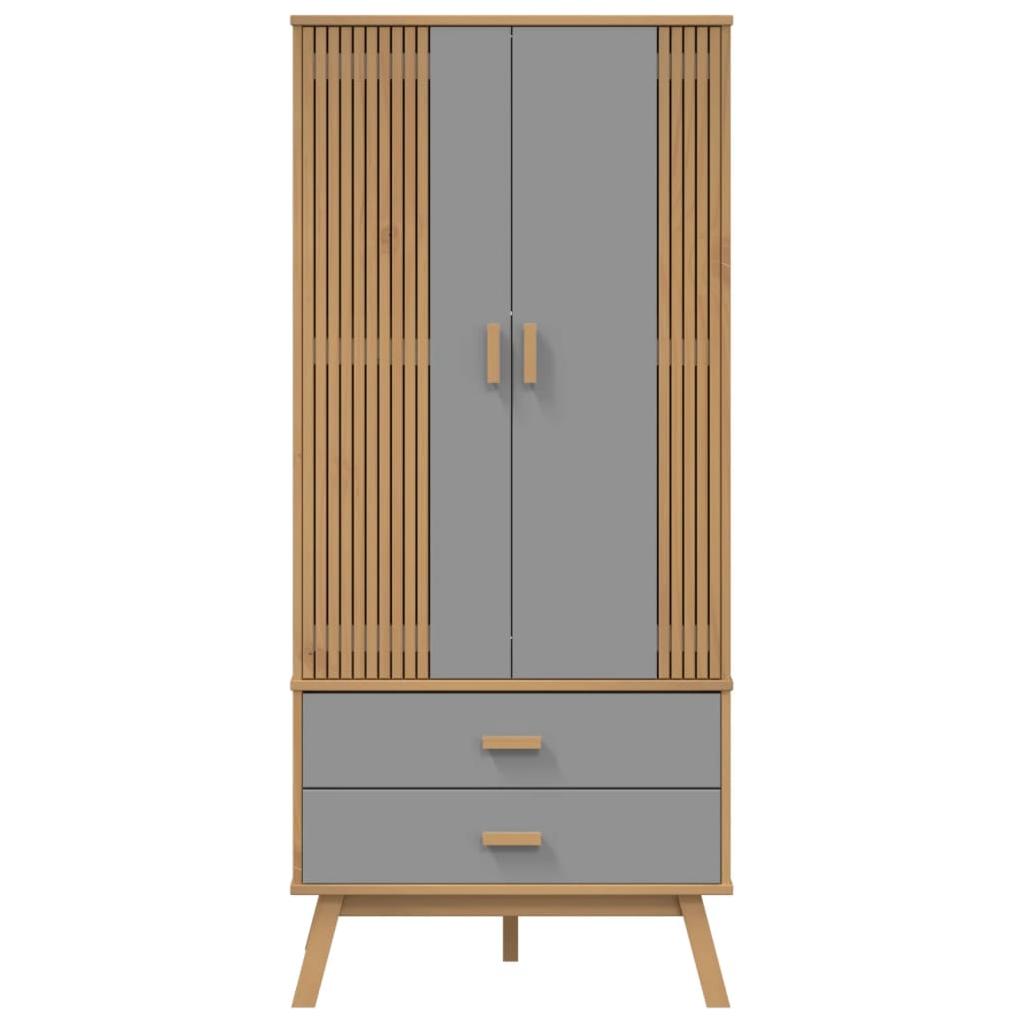 Drabužių spinta OLDEN, pilka/ruda, 76,5x53x172cm, pušis