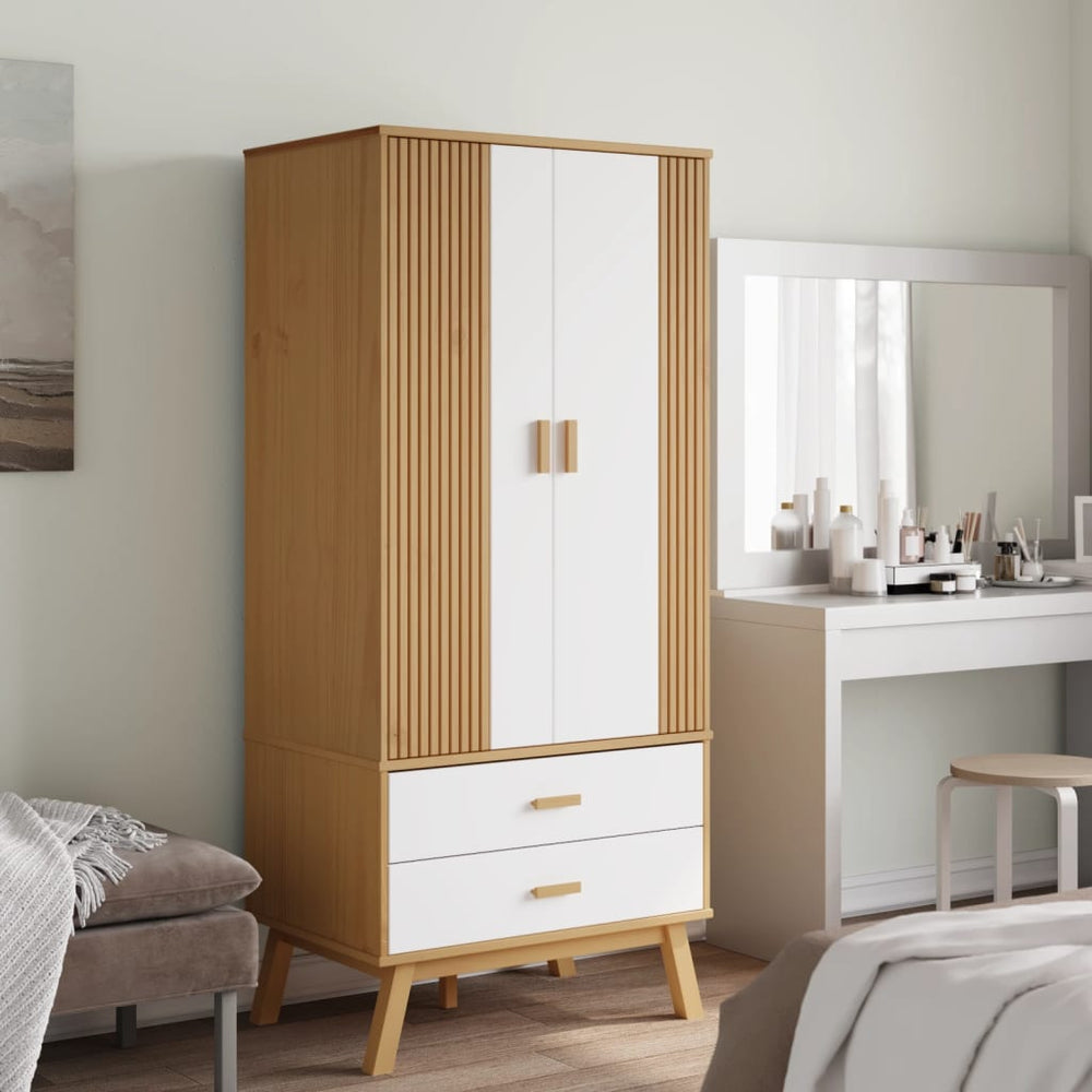 Wardrobe OLDEN, white/brown, 76.5x53x172cm, pine