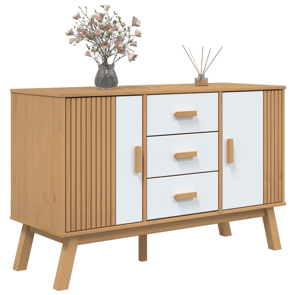 Sānu skapītis OLDEN, balts/brūns, 114x43x73,5cm, priede
