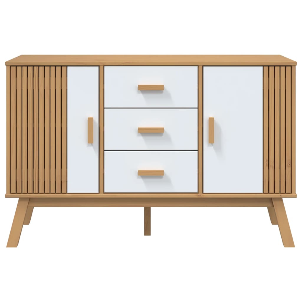 Sānu skapītis OLDEN, balts/brūns, 114x43x73,5cm, priede