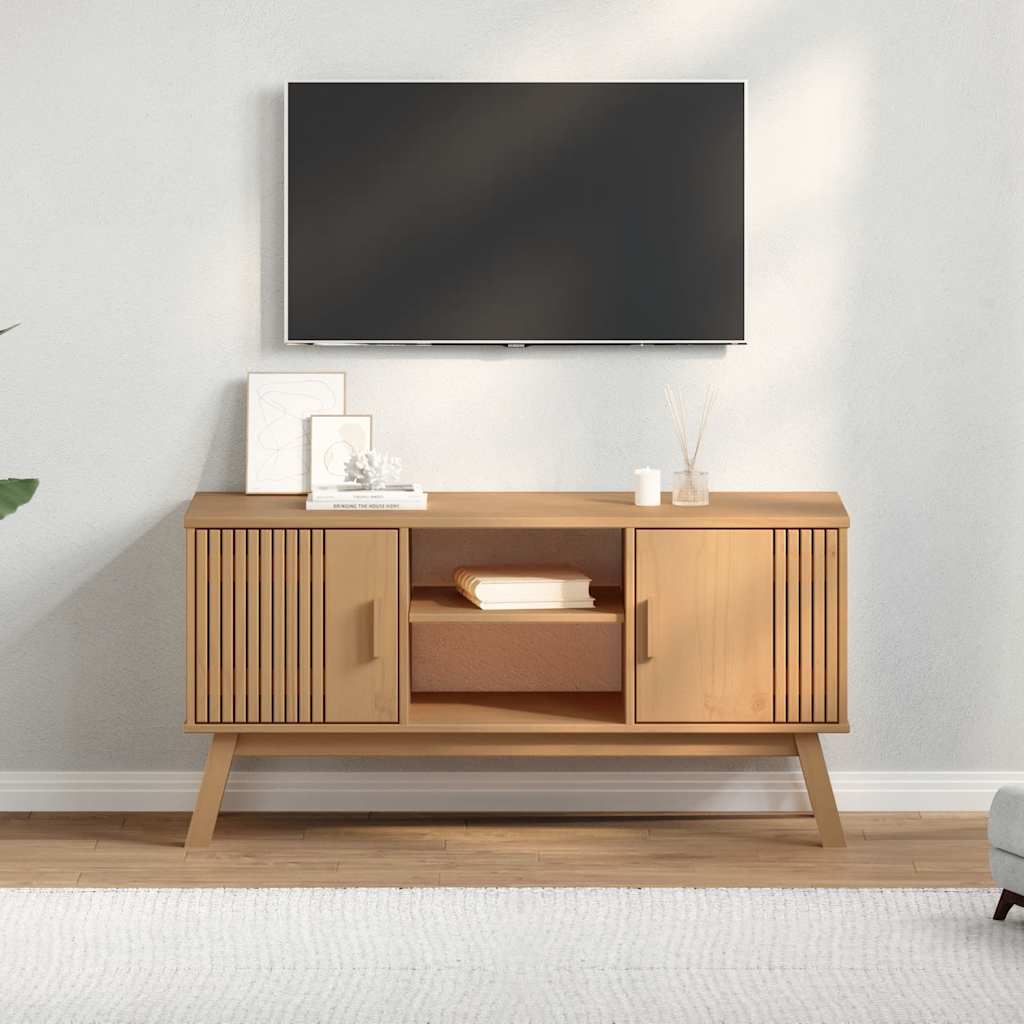 Televizoriaus spintelė OLDEN, ruda, 114x43x57cm, pušies masyvas