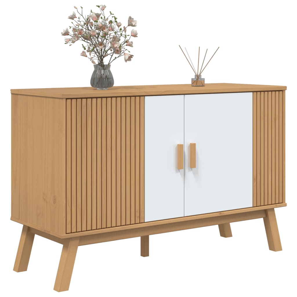 Sānu skapītis OLDEN, balts/brūns, 114x43x73,5cm, priede