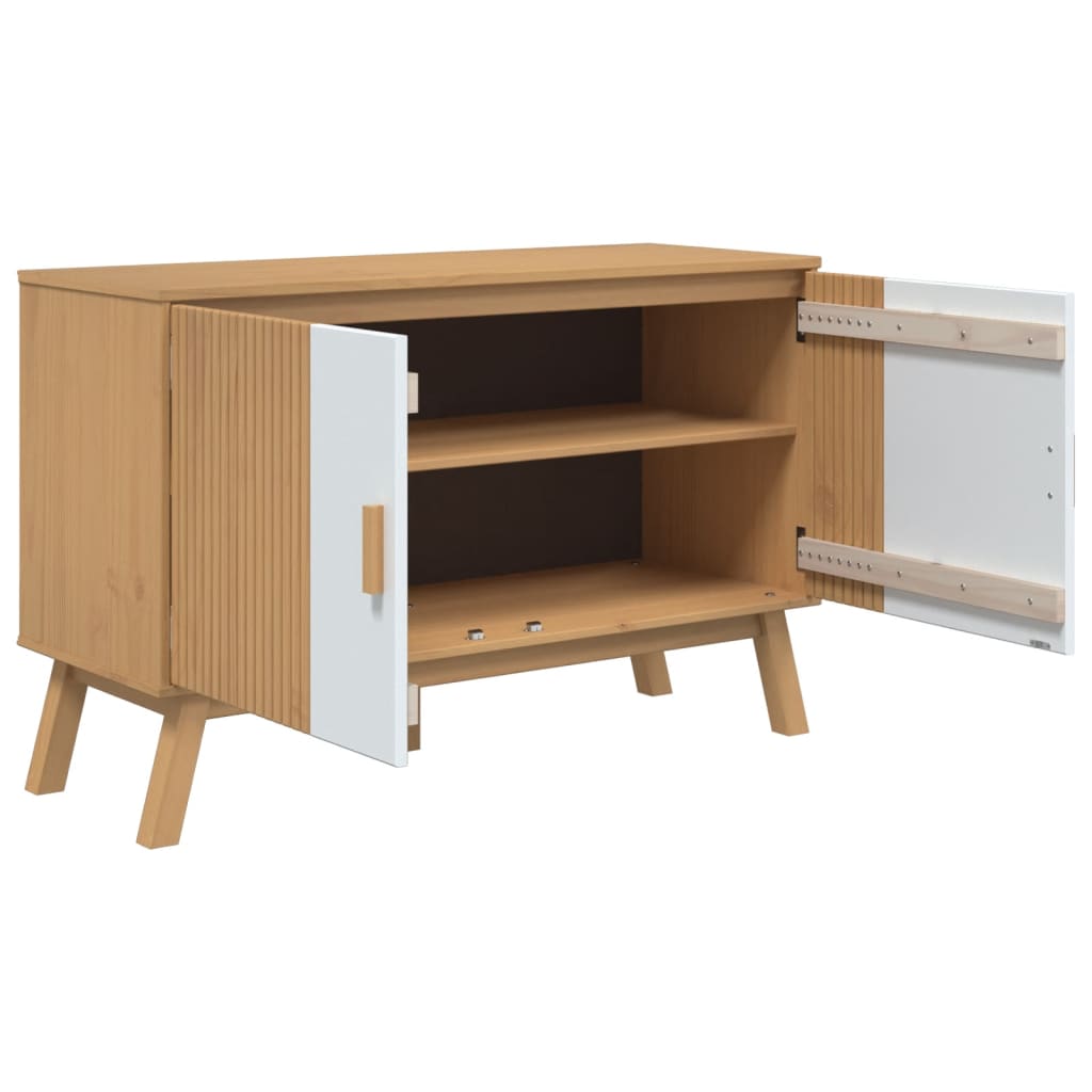Sānu skapītis OLDEN, balts/brūns, 114x43x73,5cm, priede