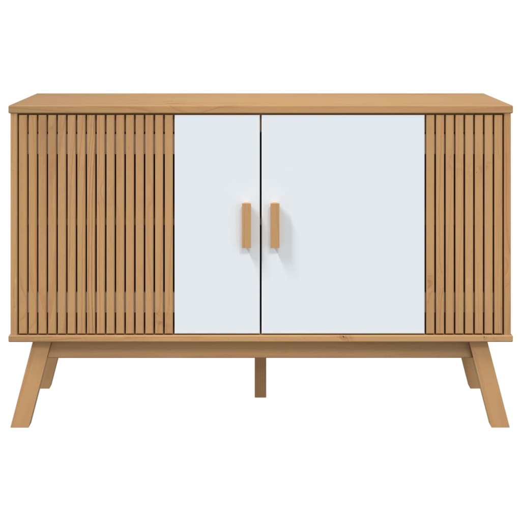 Šoninė spintelė OLDEN, balta/ruda, 114x43x73,5cm, pušis