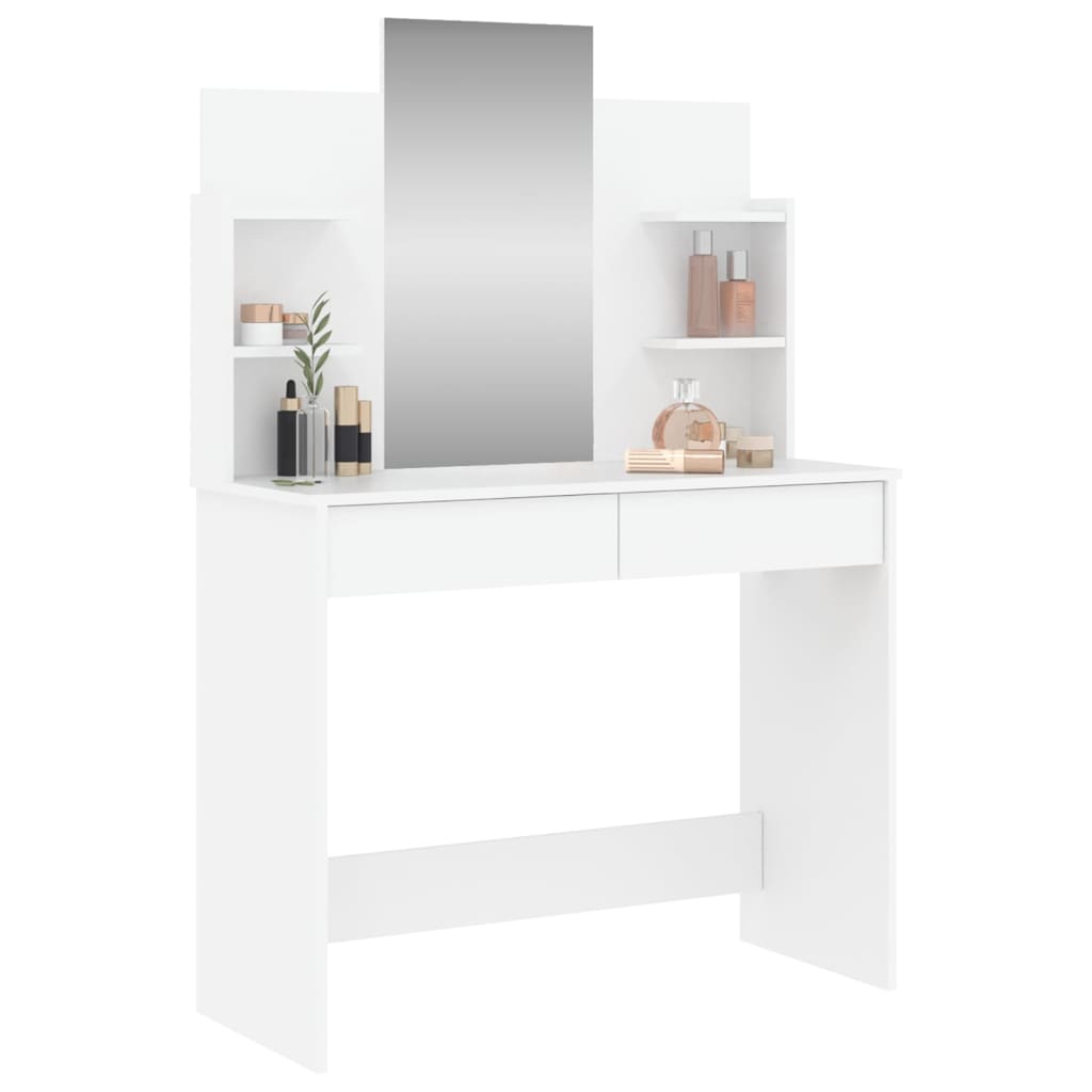 Dressing table with mirror, white, 96x39x142cm
