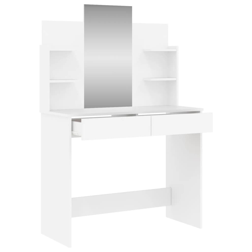Dressing table with mirror, white, 96x39x142cm