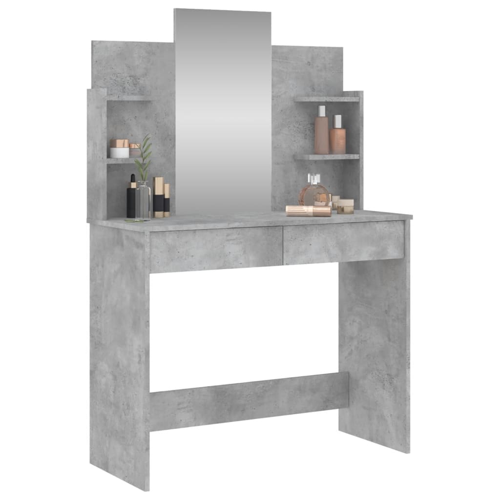Dressing Table with Mirror, Concrete Grey, 96x39x142cm