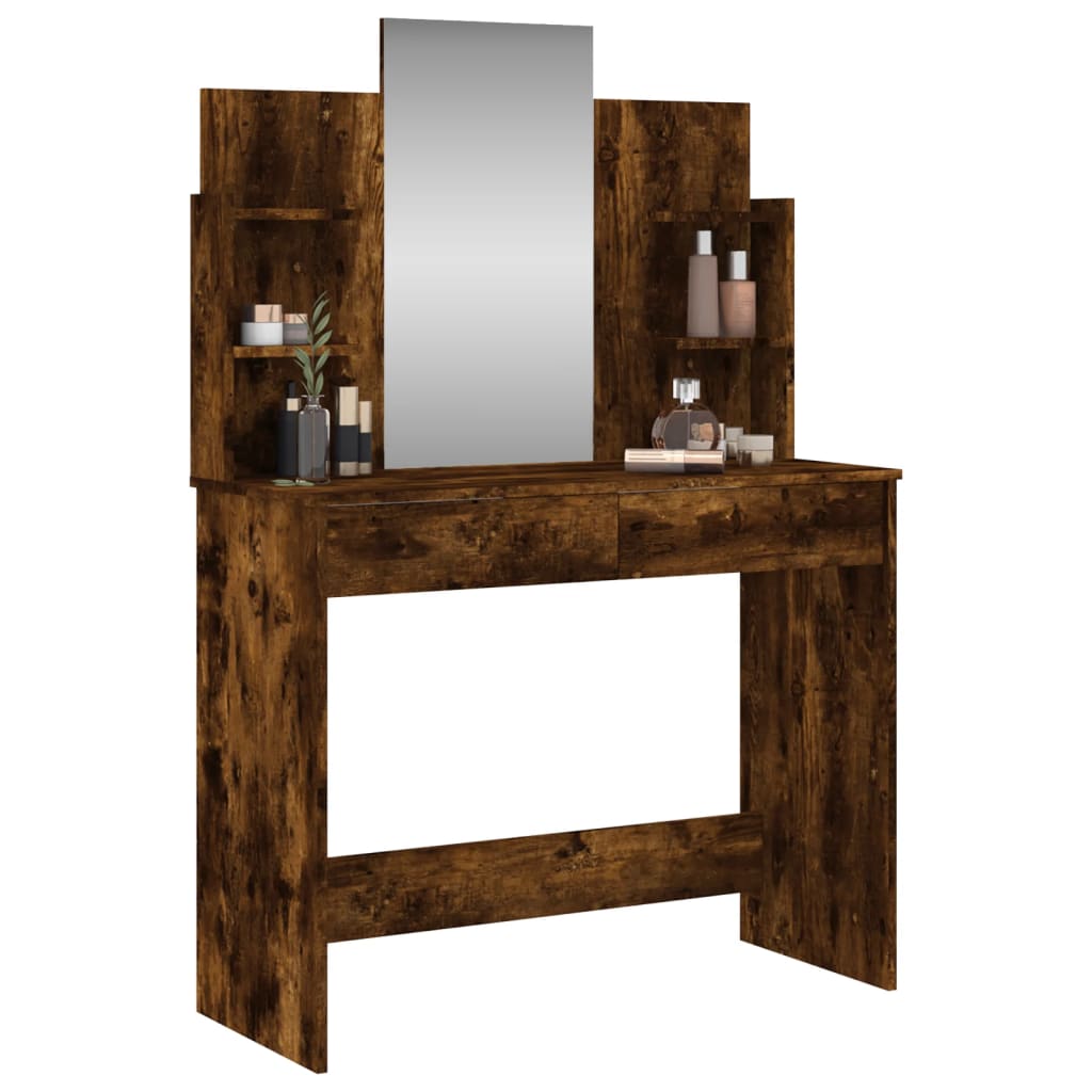Dressing table with mirror, smoky oak, 96x39x142cm
