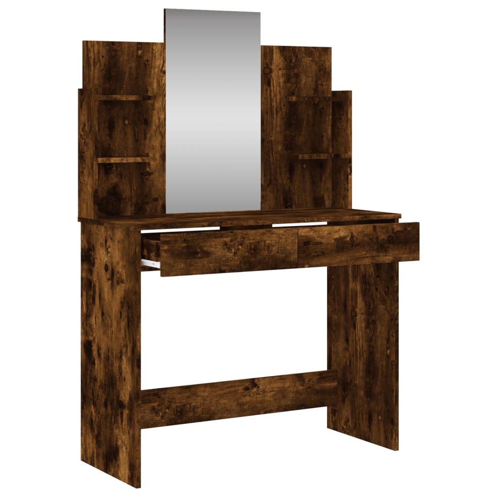 Dressing table with mirror, smoky oak, 96x39x142cm