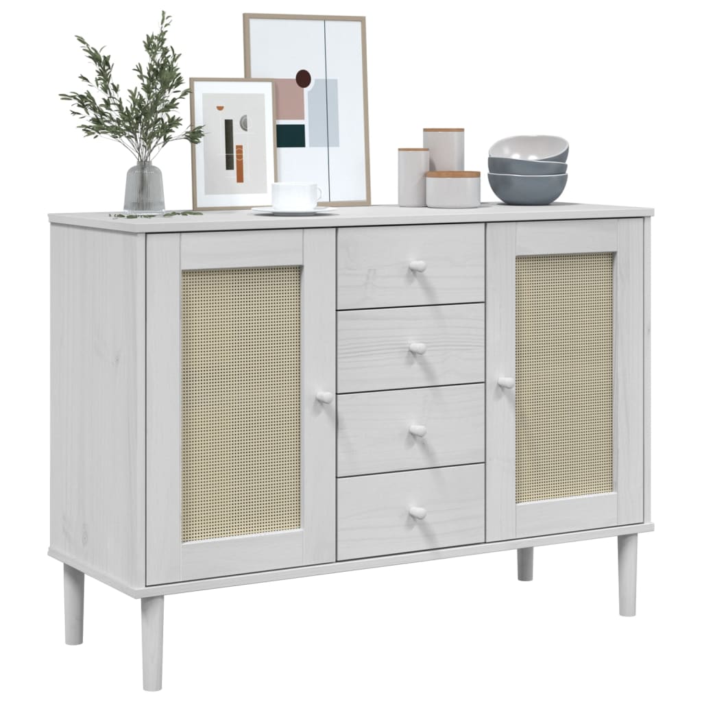 Sideboard SENJA, white, 112x40x80cm, solid pine